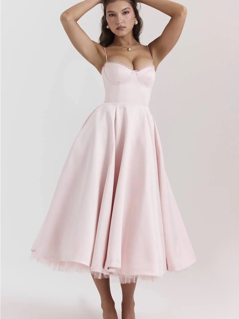 House of CB - Mademoiselle Ballerina Pink Corset Midi Dress
